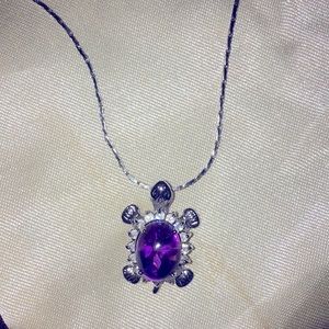Genuine Amethyst and Diamond Necklace